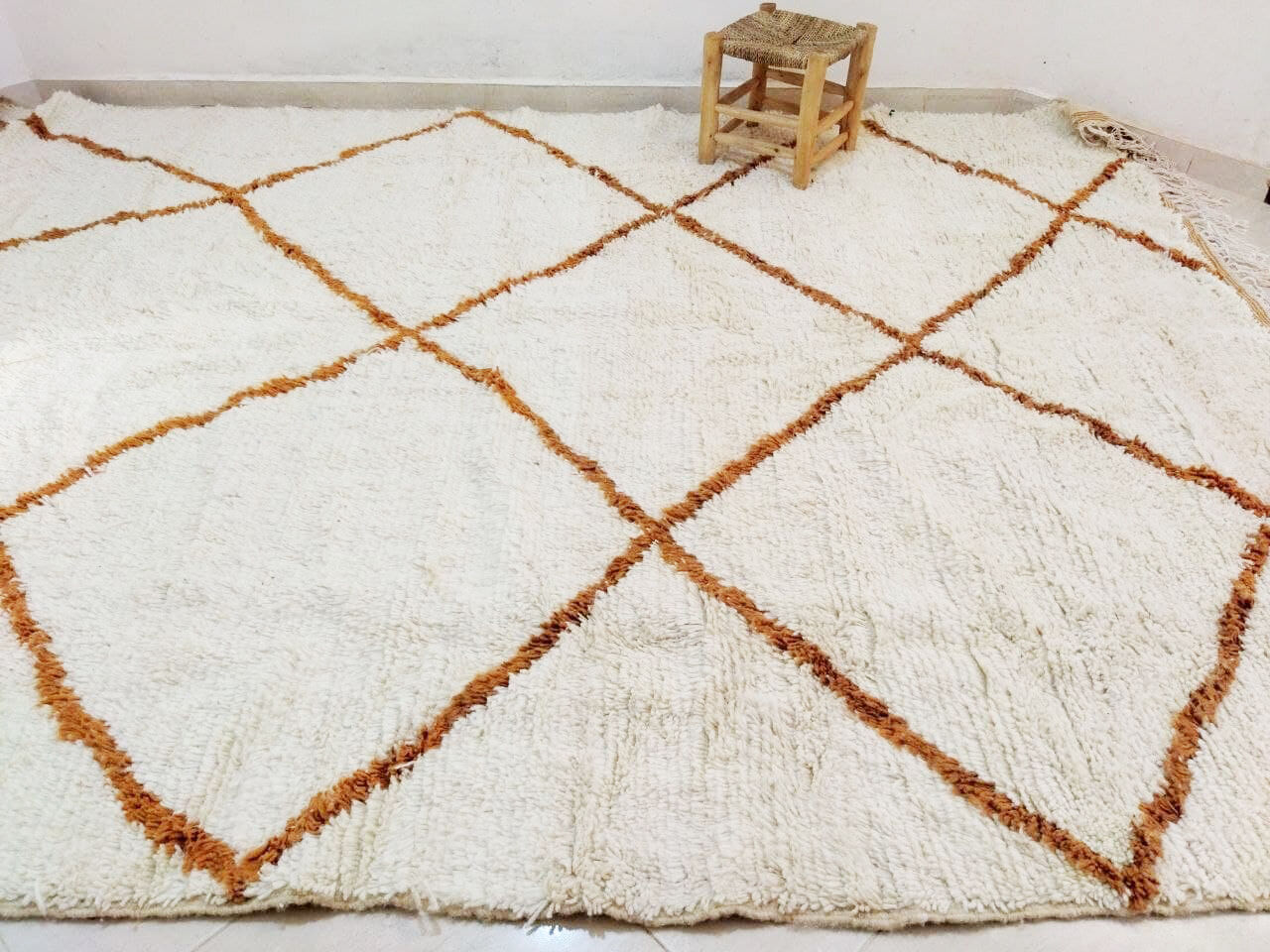 Berber carpet beni ourain camel 294 x 200 cm