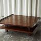 Two-level pagoda coffee table in Wabi-Sabi style, wood and bamboo from the 1970s.