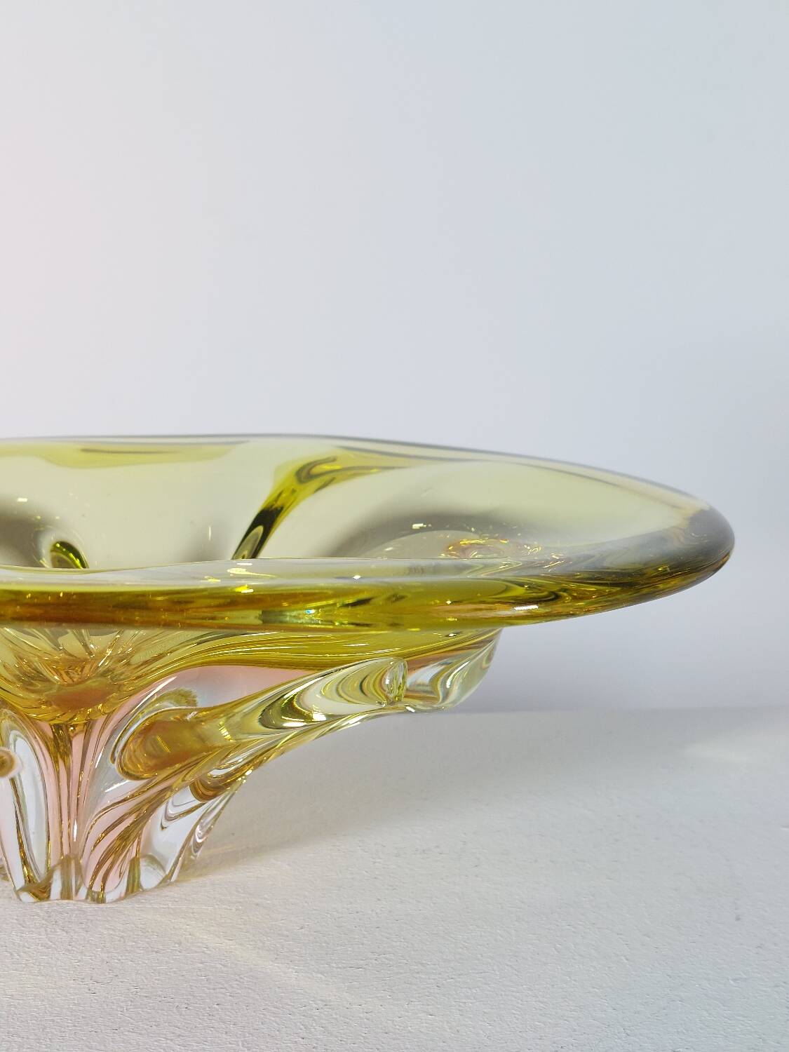 Bol à fruits en verre organique vintage du milieu du siècle Murano