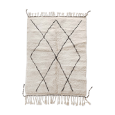 Moroccan Berber carpet Beni ouarain ecru with black diamonds 162x108cm