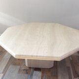 Octagonal coffee table in travertine