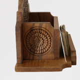 Mail holder, handmade documents carved wood old