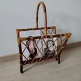 Rattan magazine rack from the 1950s