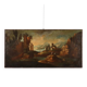 Old painting landscape with figures, oil on canvas, 18th century