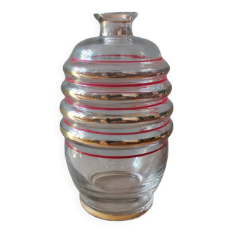 Vase en verre ondulé vintage sérigraphié