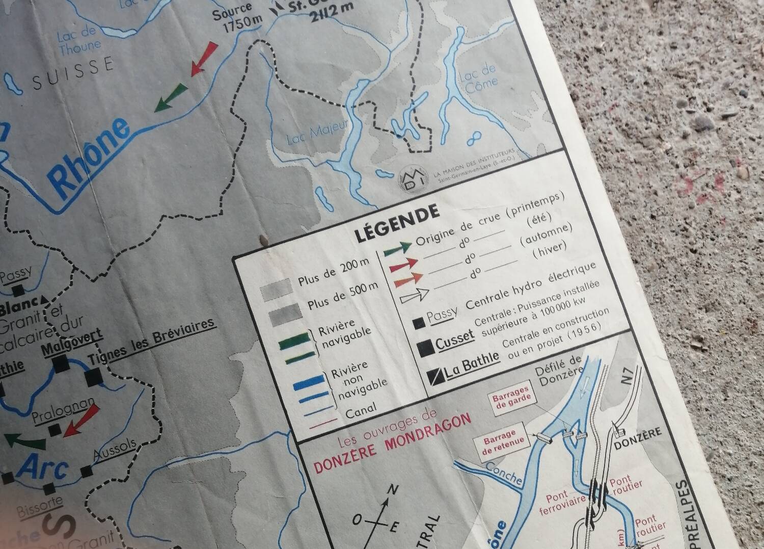 Vintage school map MDI France Rhône