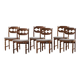 Set of 6 "Razorblade" dining chairs by Henning Kjærnulf in oak and mohair, 1960s.