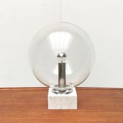 Mid-century glass and marble table lamp 3480 by Erco, 1960s.
