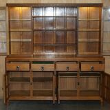 Vintage Robert Mouseman Thompson oak display cabinet with shelves and lighting.