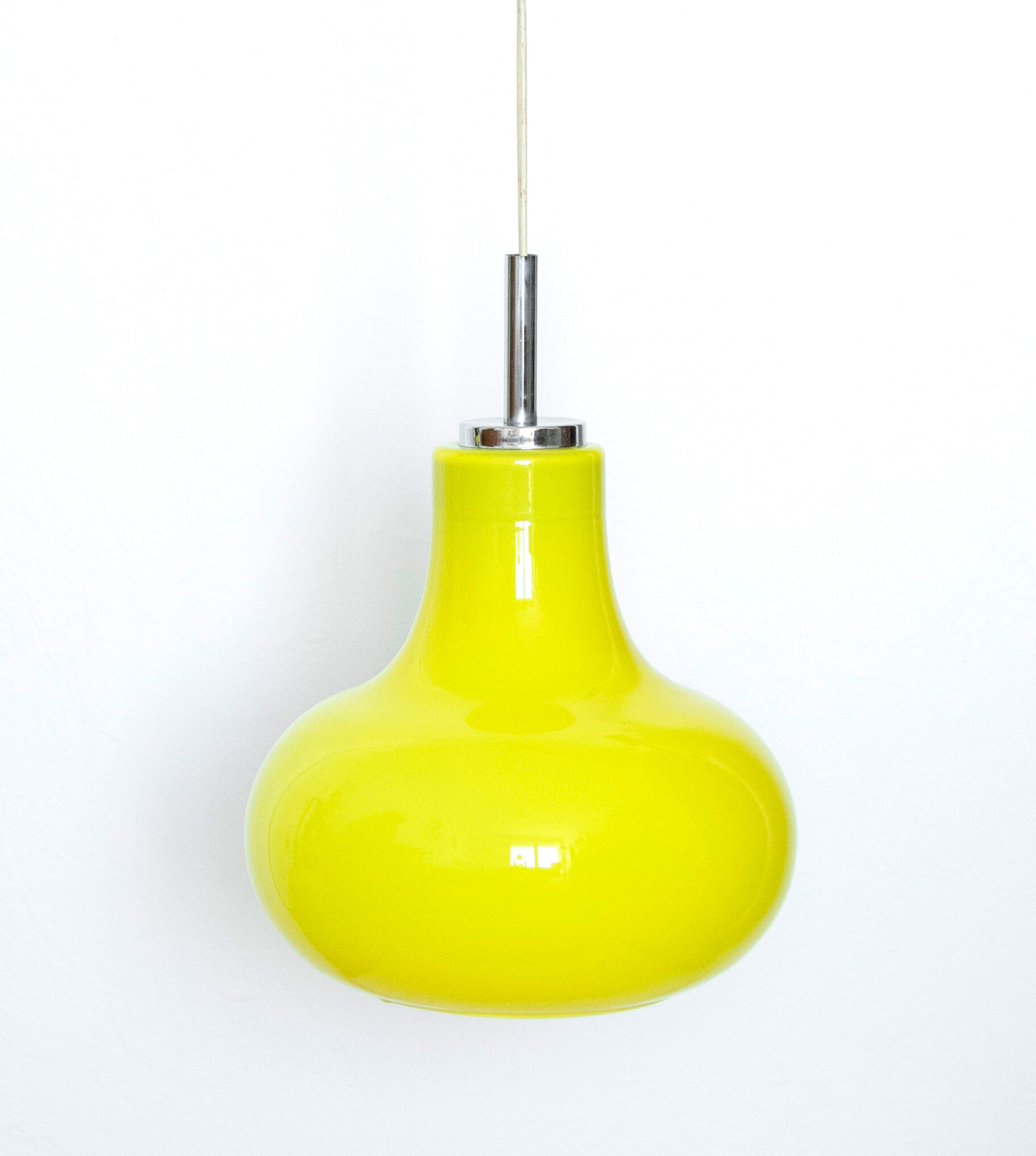 Vintage glass pendant lamp 70s yellow