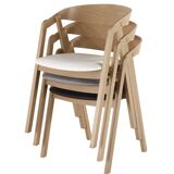 Professional chairs in beech and coated white textile