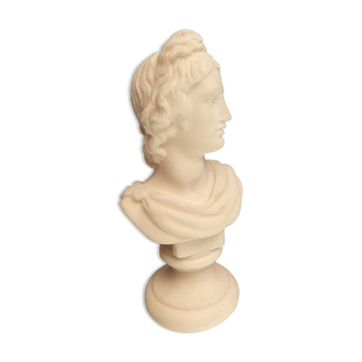 Bust on alabaster pedestal depicting Apollo