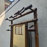 Vestiaire en bambou teinté avec miroir et porte-parapluies – 1920