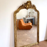 Large old Louis-Philippe shell mirror 165x97 cm
