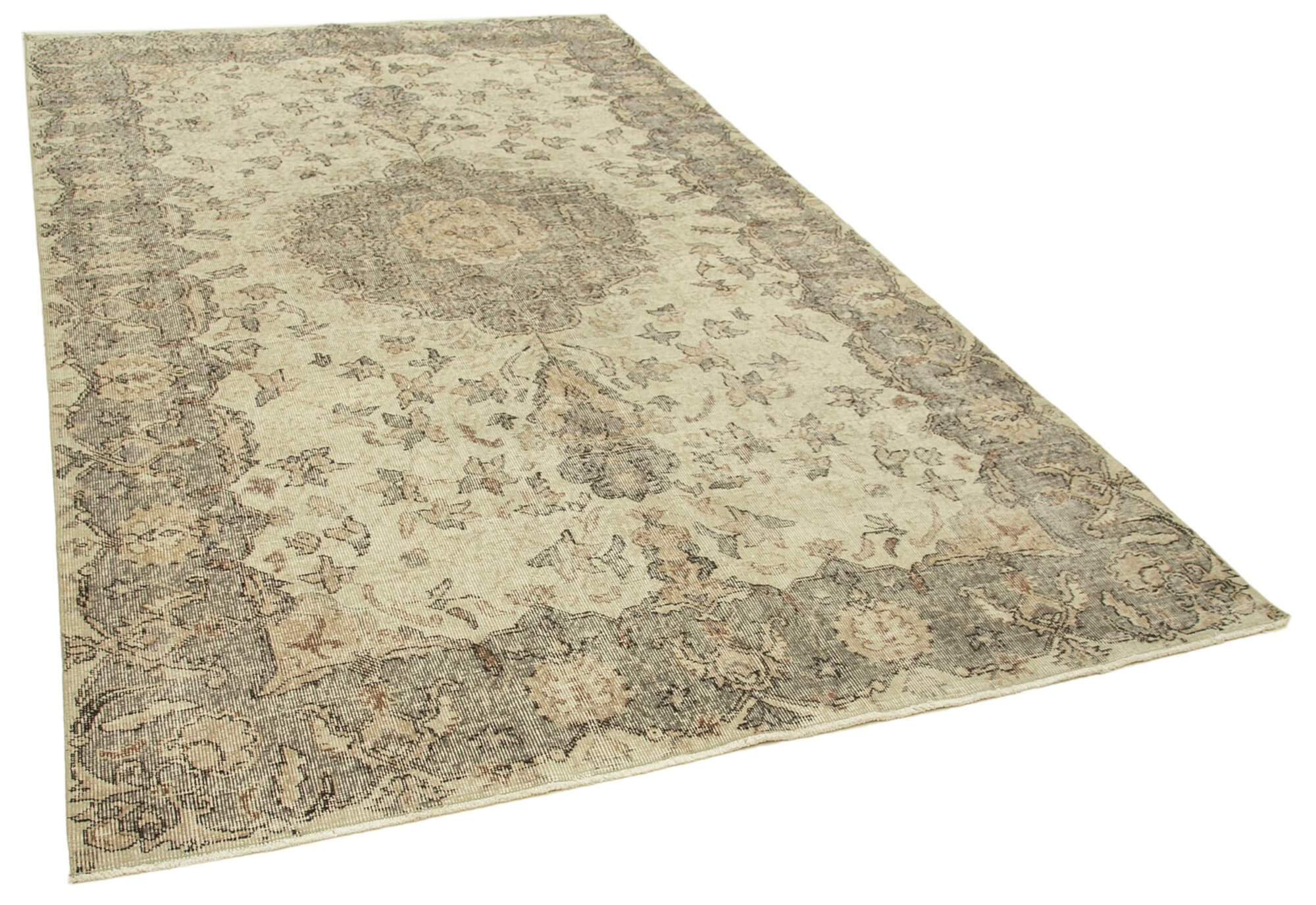 Handmade antique oriental beige rug 187 cm x 300 cm