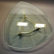 Coffee table  70s form free brass and glass