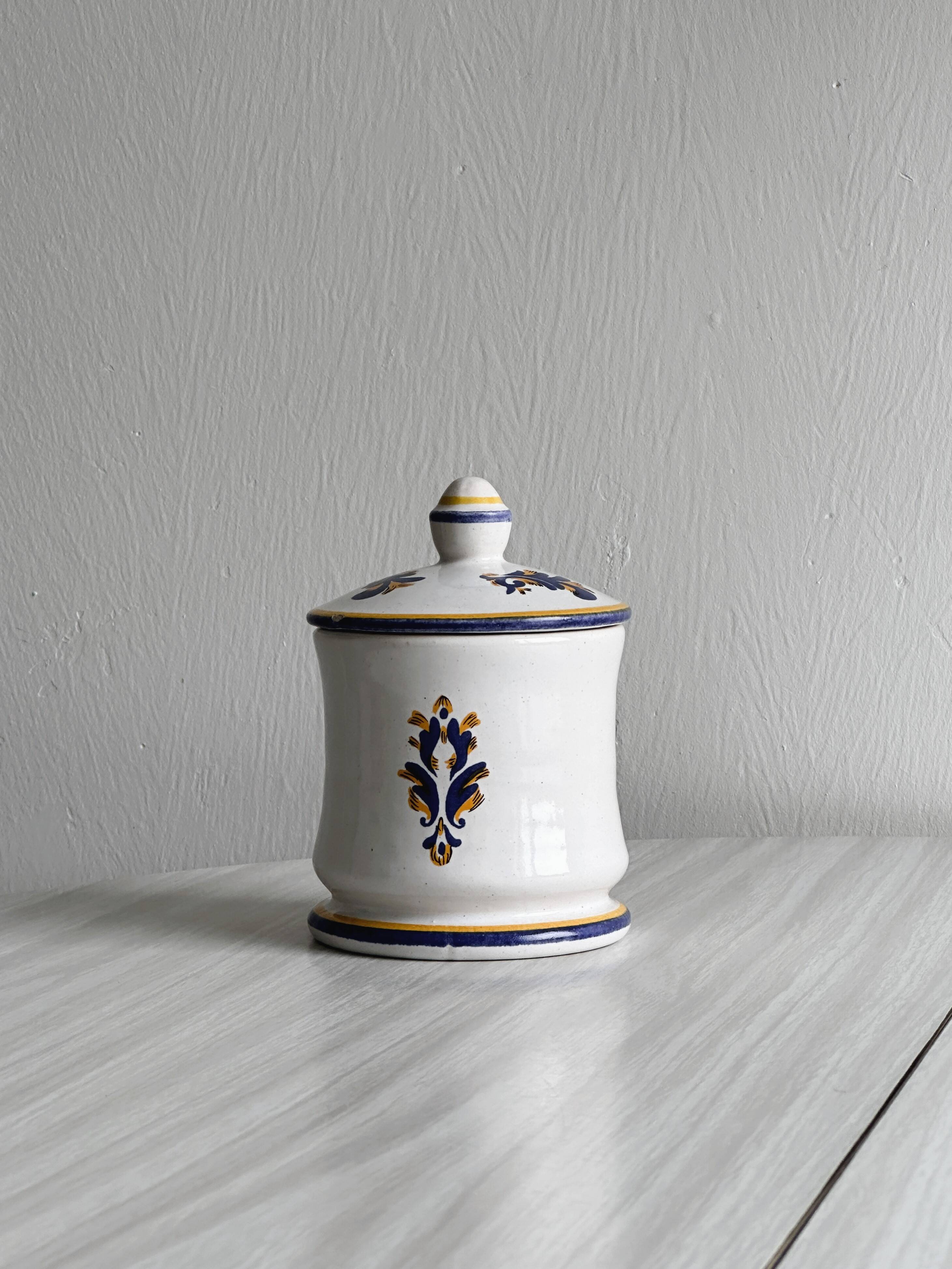 Hand-painted tobacco jar.