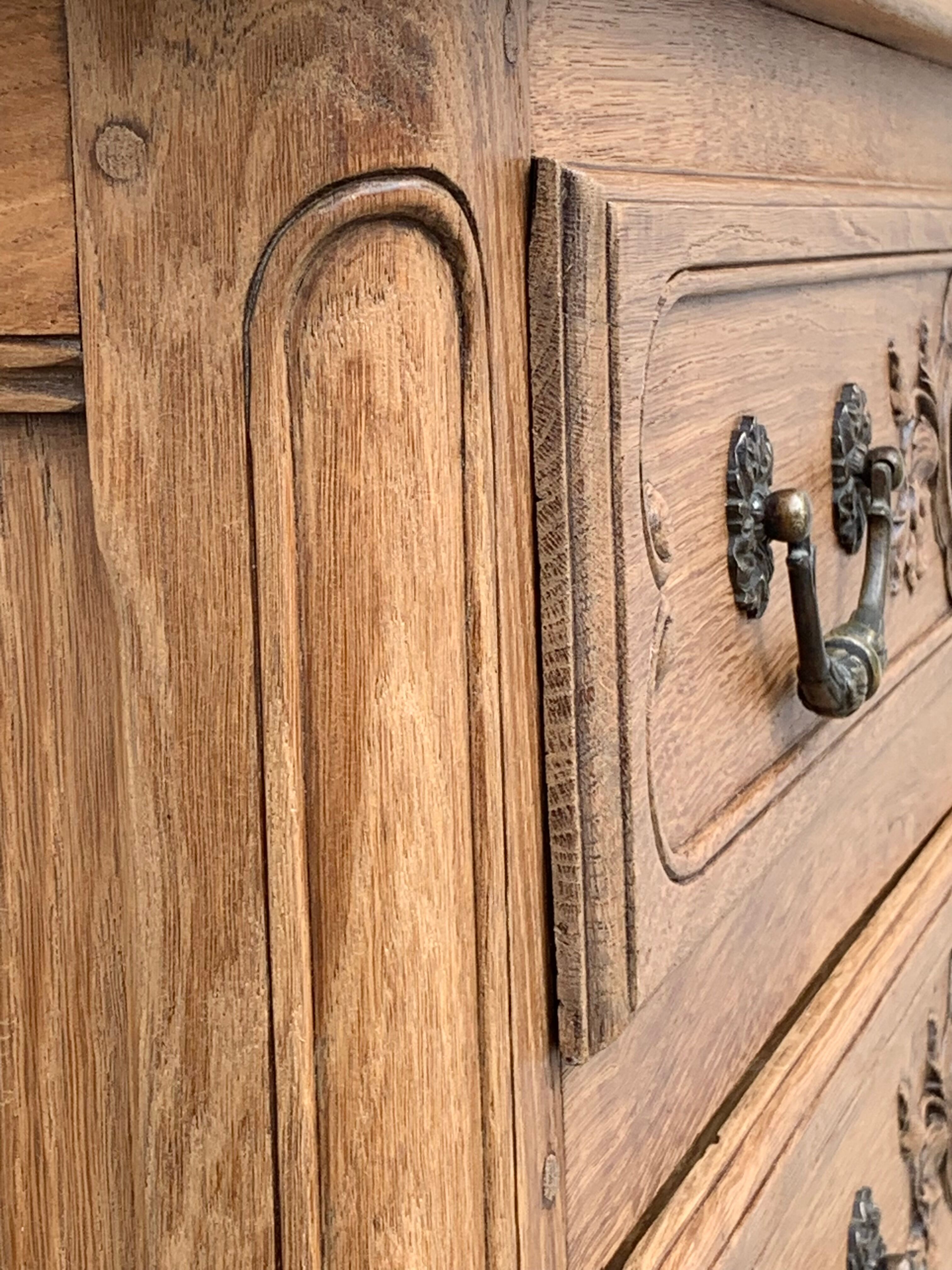 Louis XV style chest of drawers in solid raw oak, 1920