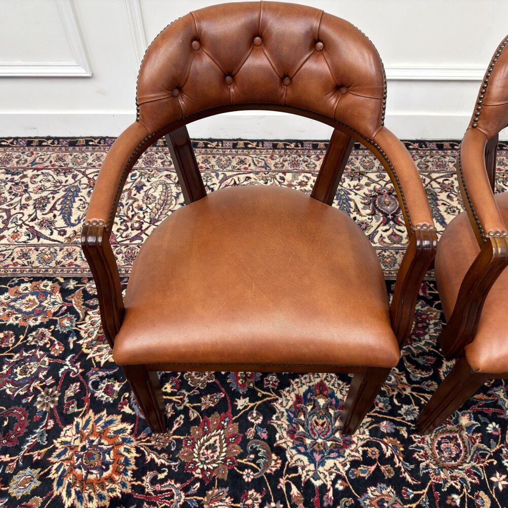 Set of Classic English Chesterfield Desk Chairs