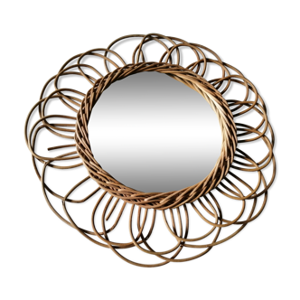Vintage rattan sun mirror