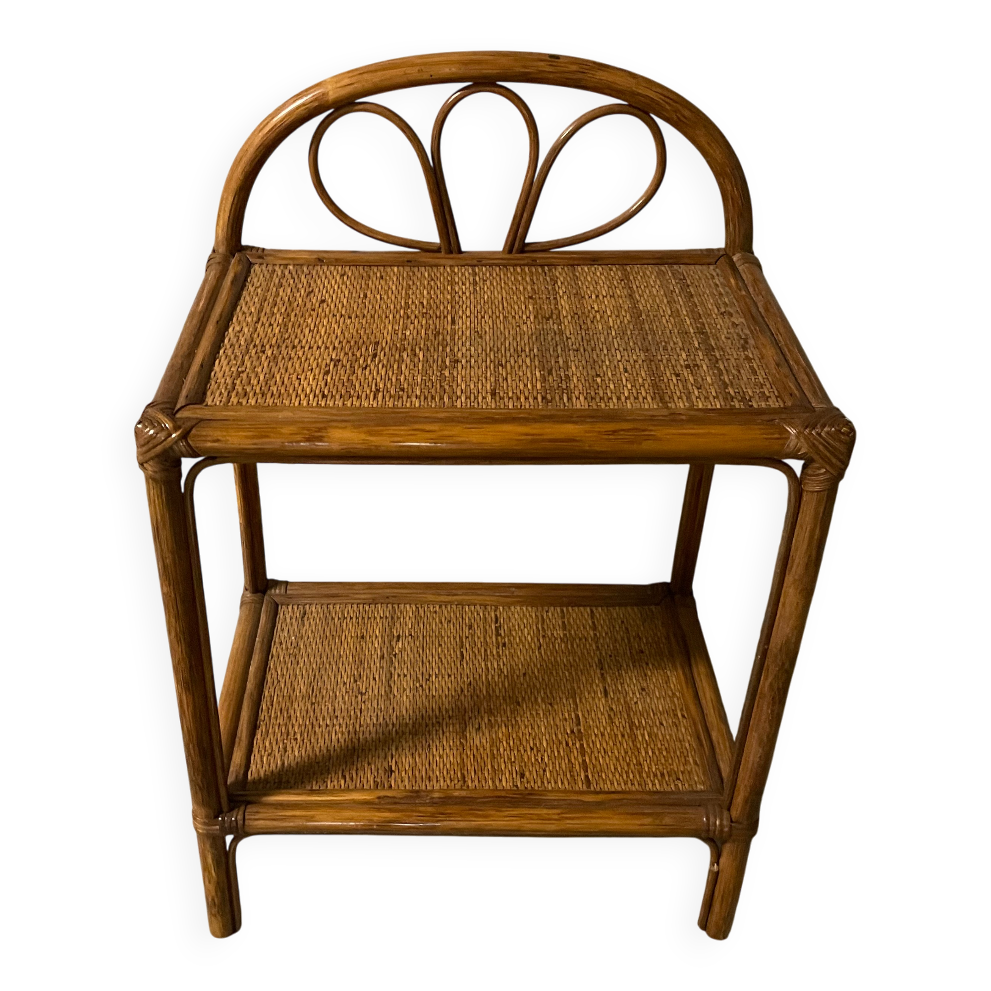 1970s rattan bedside table