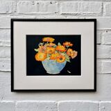 Early 20th Century Still Life Painting Black Frame