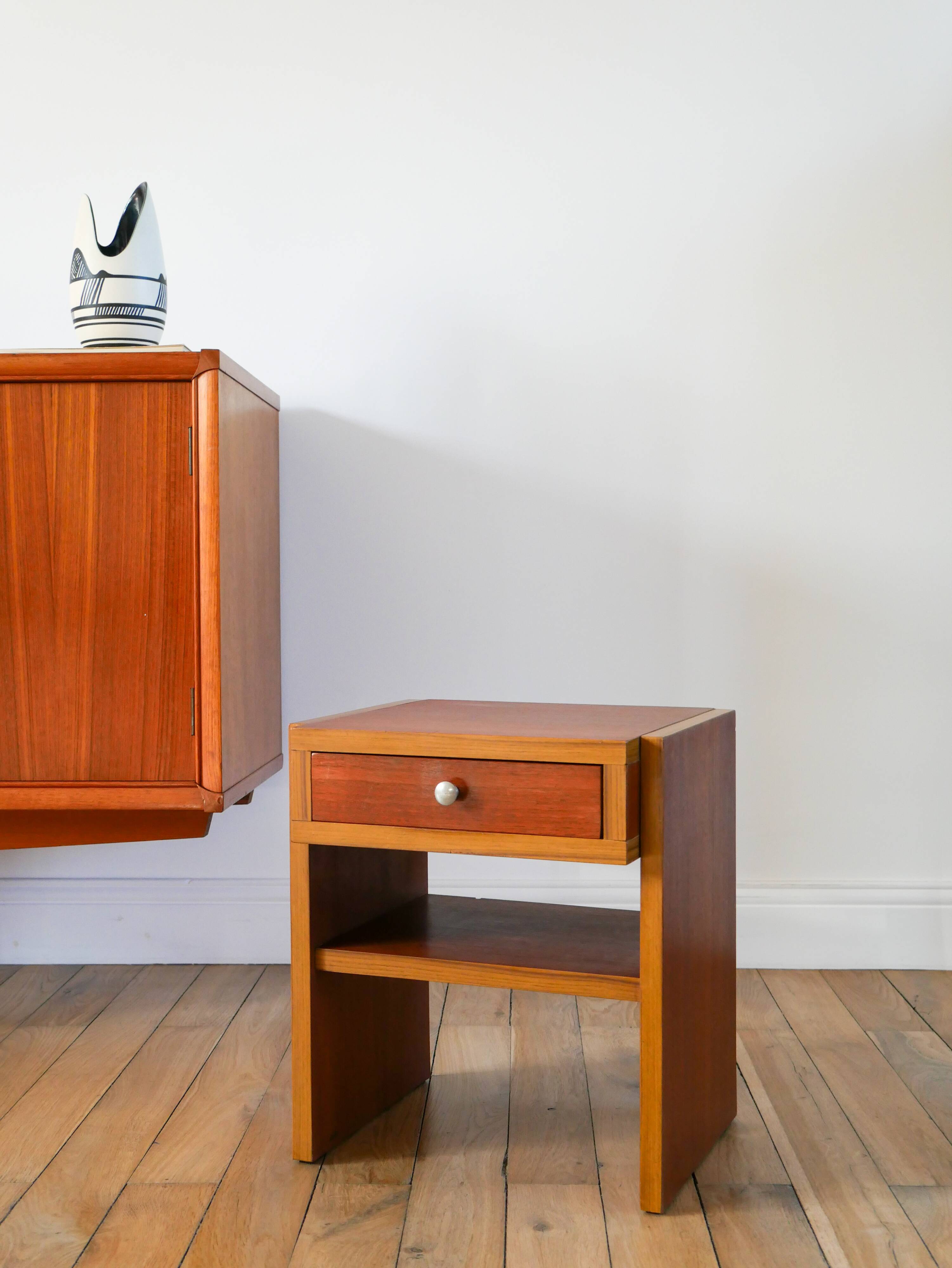 Small teak bedside table, Mid-Century, 1960