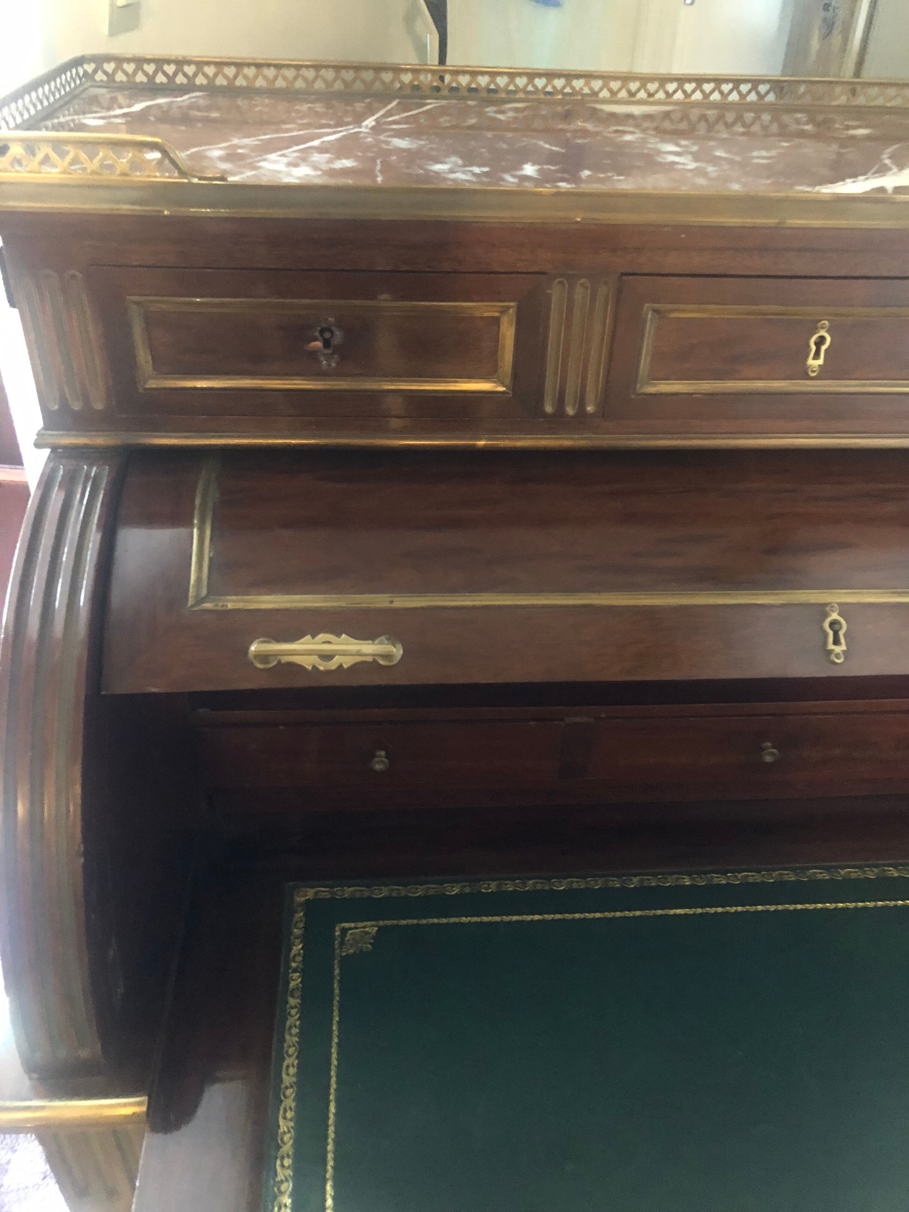 Mahogany plated cylinder desk
