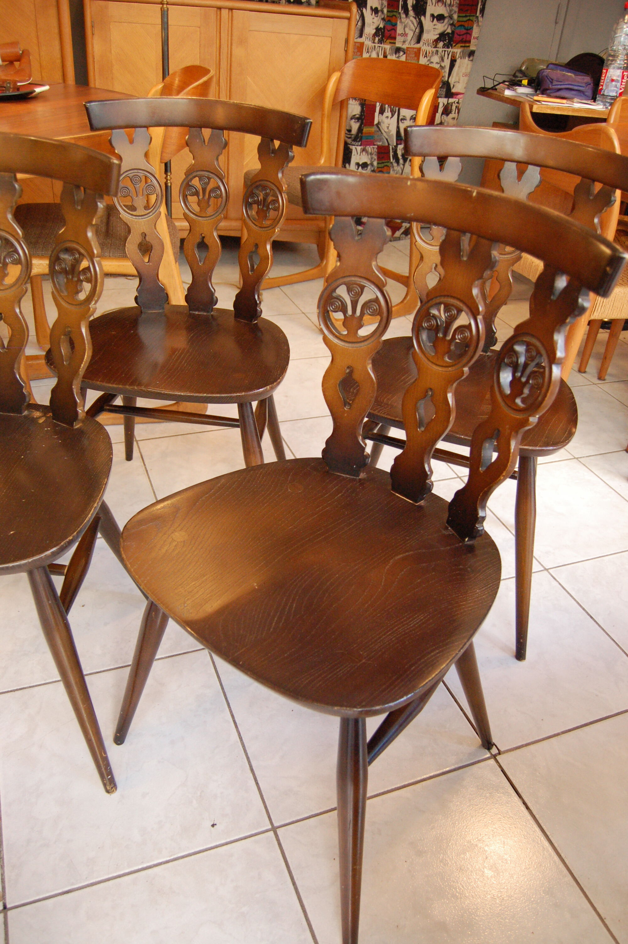Set of 4 chairs Lucian Ercolani for Ercol Windsor of the 1960s mod.375