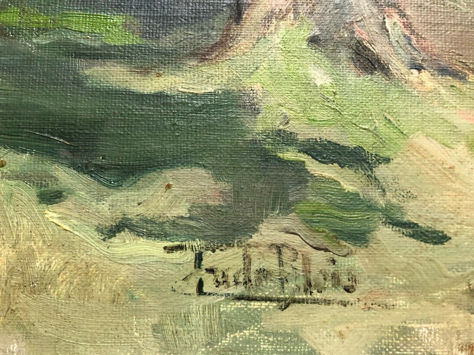 Oil on cardboard landscape 20th century sign Fude Plois 20th century