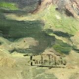 Oil on cardboard landscape 20th century sign Fude Plois 20th century