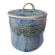 Vintage handmade box in blue glazed stoneware