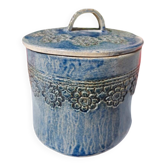 Vintage handmade box in blue glazed stoneware