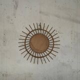 Miroir soleil en rotin vintage