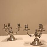 Pair of triangular 3-light candlesticks