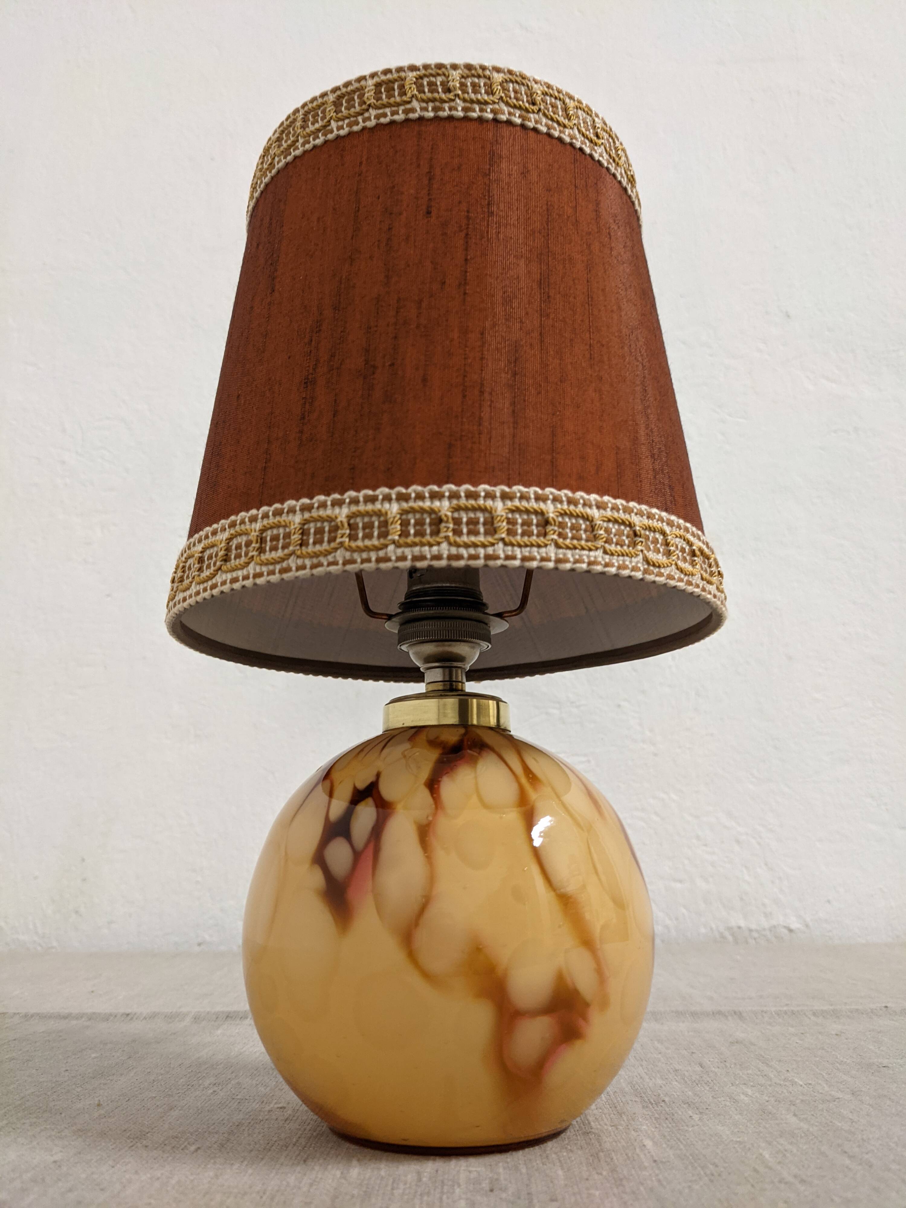 Glass ball bedside lamp from the 50s/60s