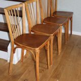 Set of 4 Baumann N°12 medium beech chairs