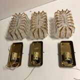 Lot 3 glass brick sconces 1960