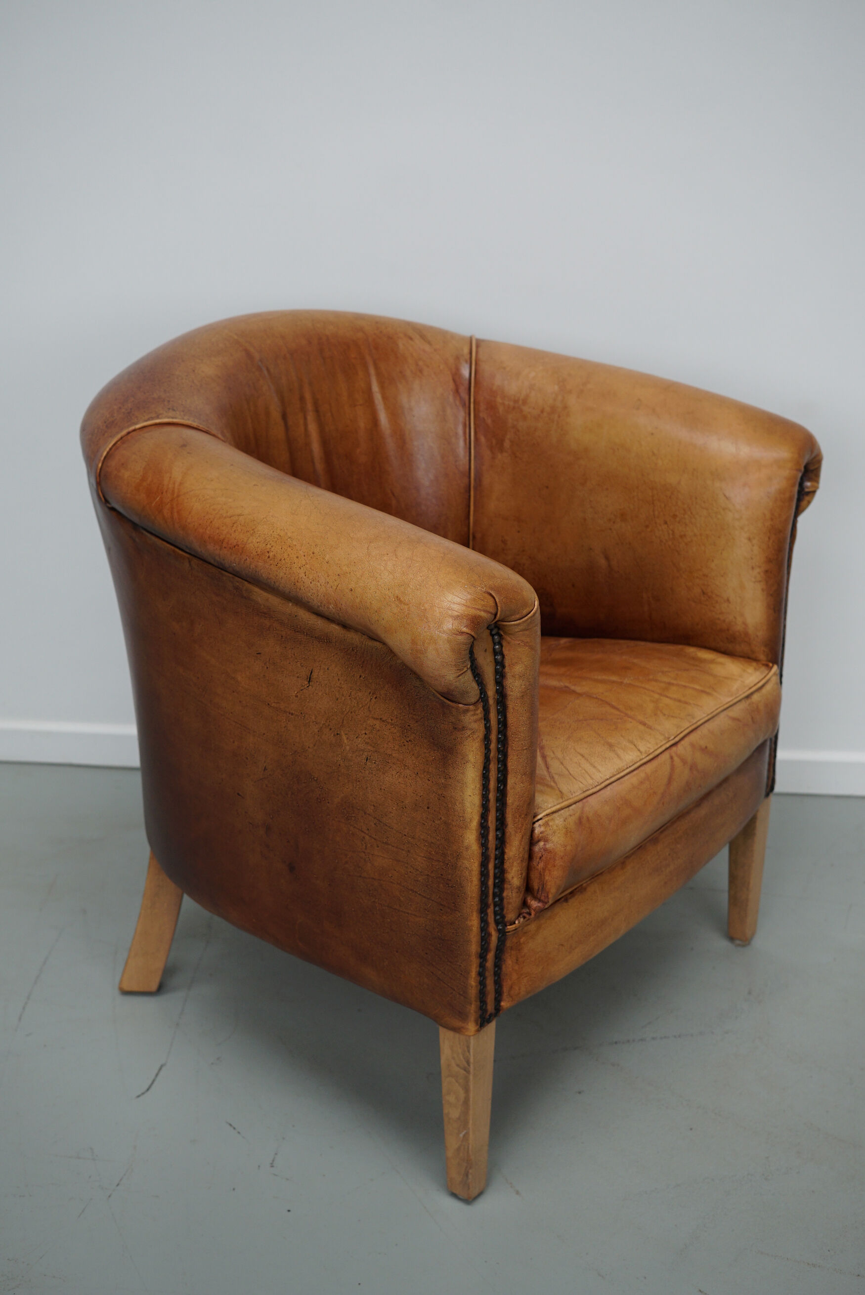 Vintage Dutch Cognac Colored Leather Club Chair