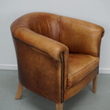Vintage Dutch Cognac Colored Leather Club Chair