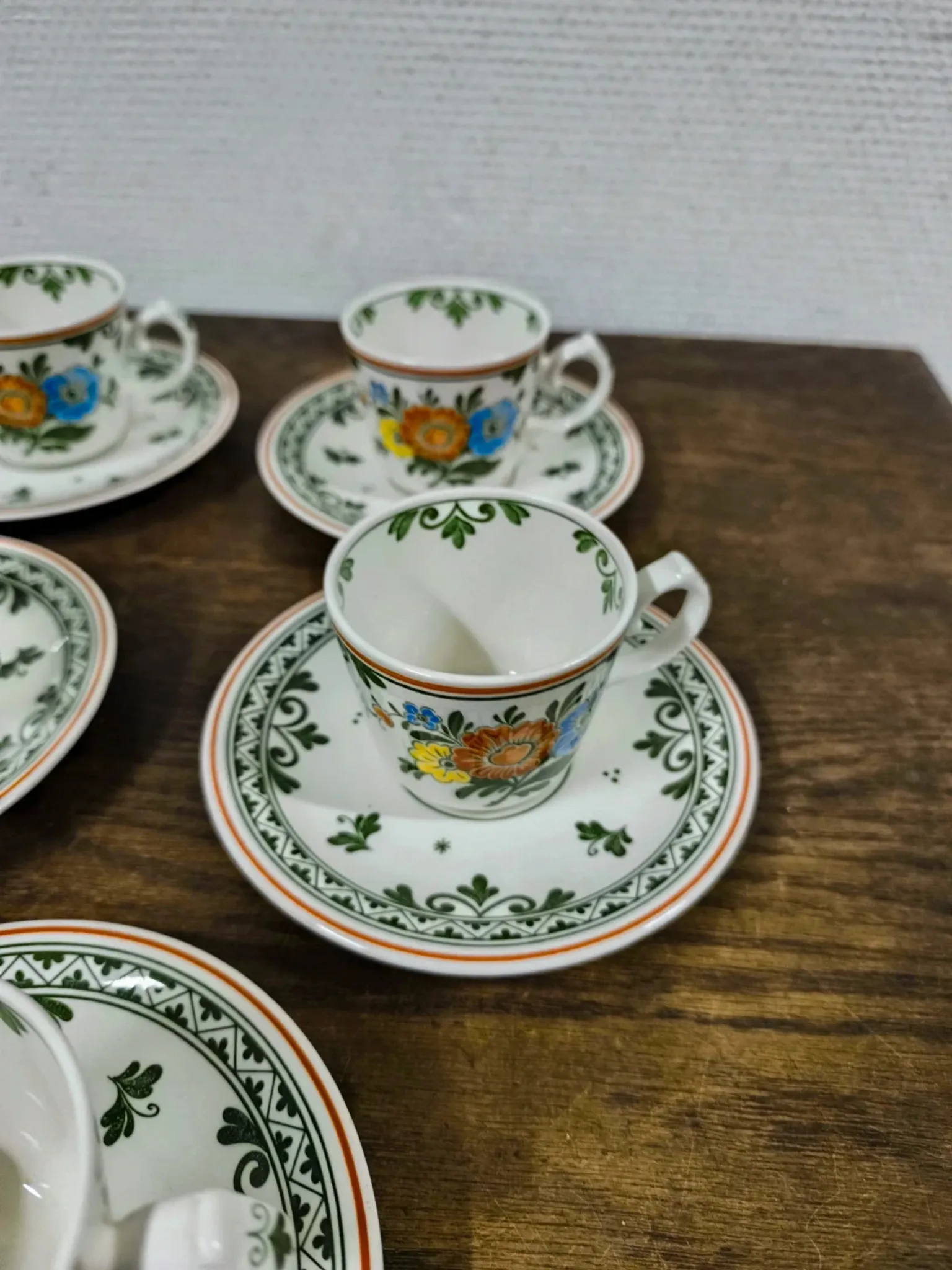 Set of 5 Coffee Cups and Saucers Villeroy & Boch "Alt Amsterdam" Vintage
