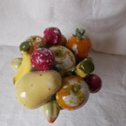 Coupe de fruits trompe l'œil en faïence