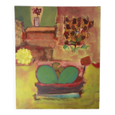 Nature morte au salon, huile sur toile signé Banyan