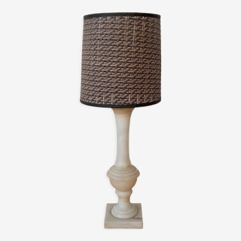 Alabaster lamp and raffia shade
