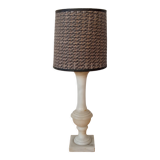 Alabaster lamp and raffia shade