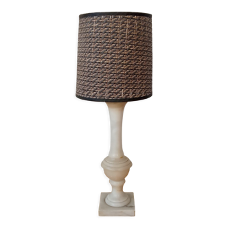 Alabaster lamp and raffia shade