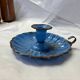 Blue enameled candle holder