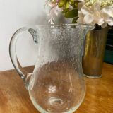Biot bubbled and blown glass carafe