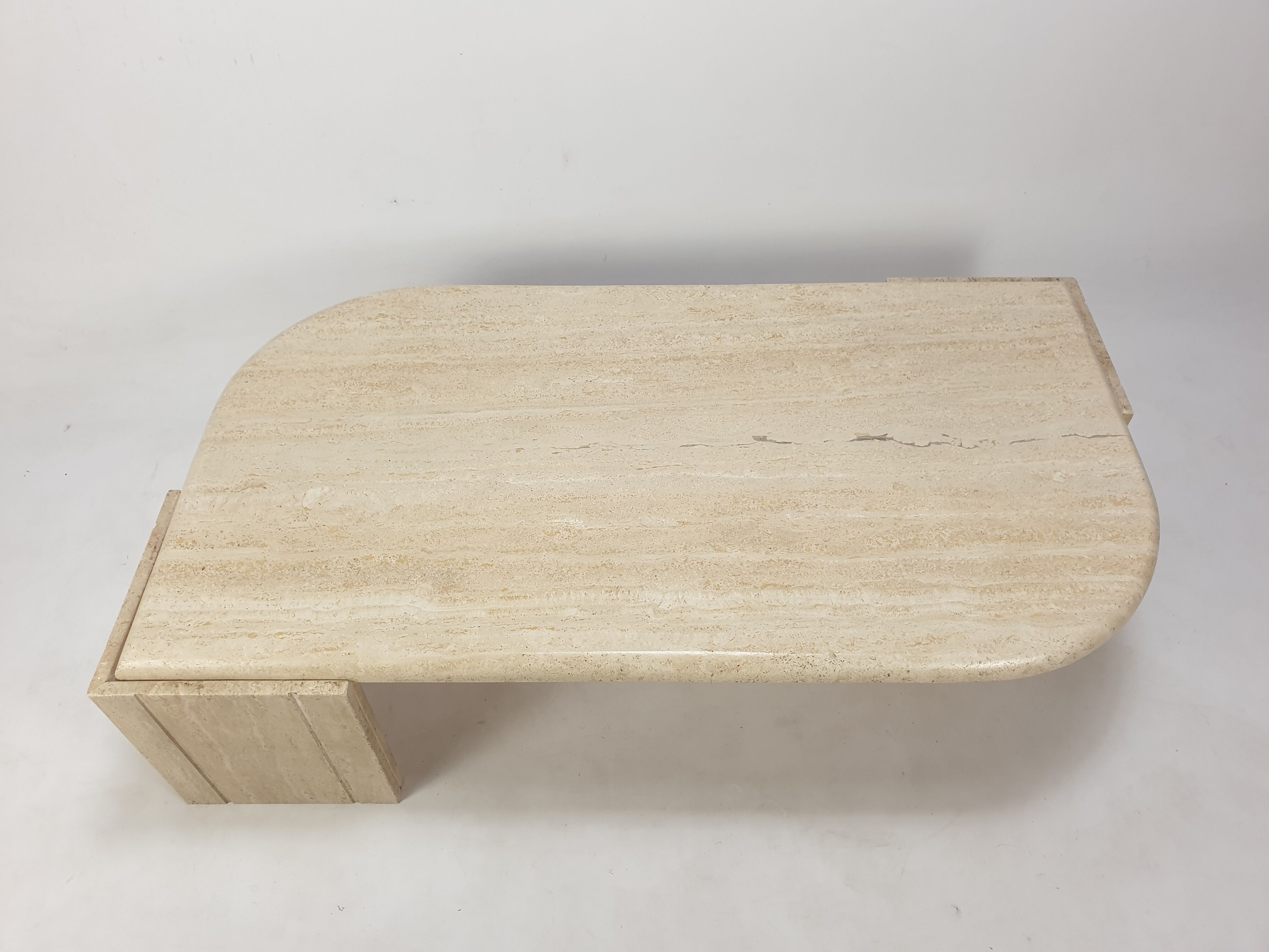 Italian travertine coffee table, 1980s