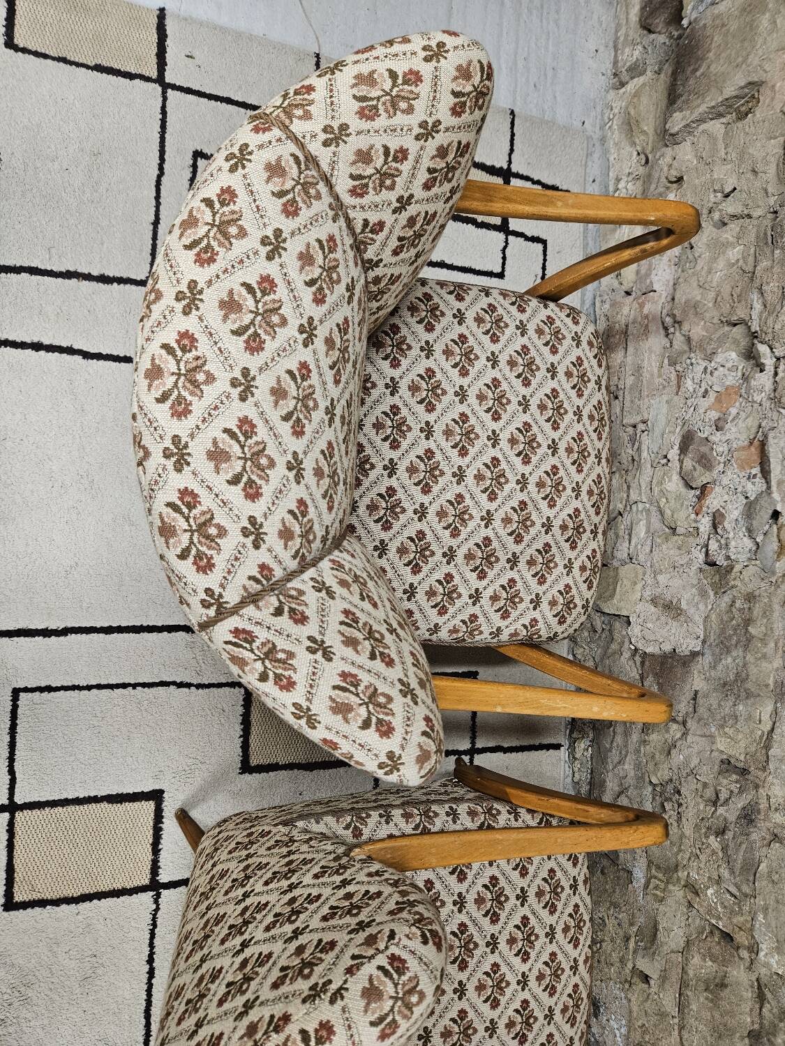 Pair of 1960 flowered armchairs